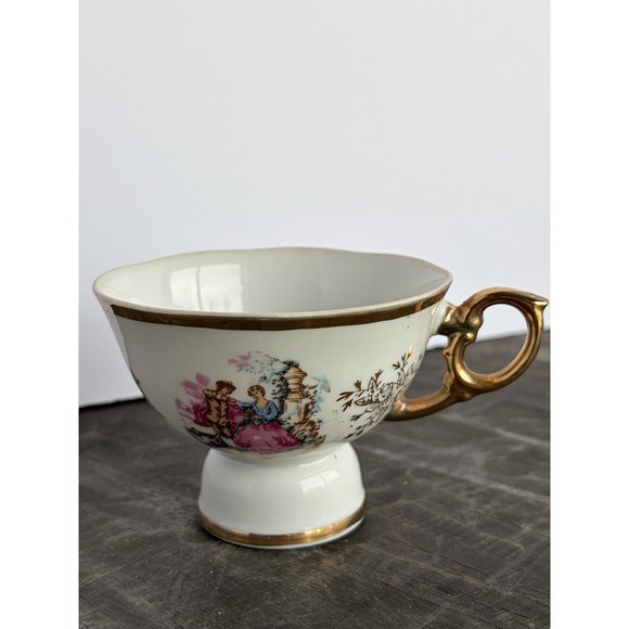Sankyo Other - Vintage Sankyo Musical Teacup Courting Couple Gold Trim Made in Japan Porcelain